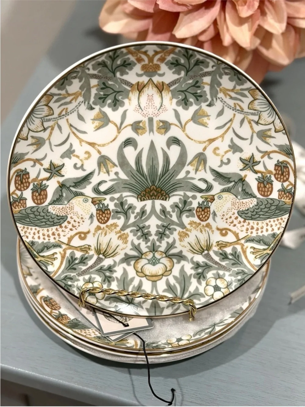 William Morris & Co Strawberry Thief Appetizer Plates 6.5